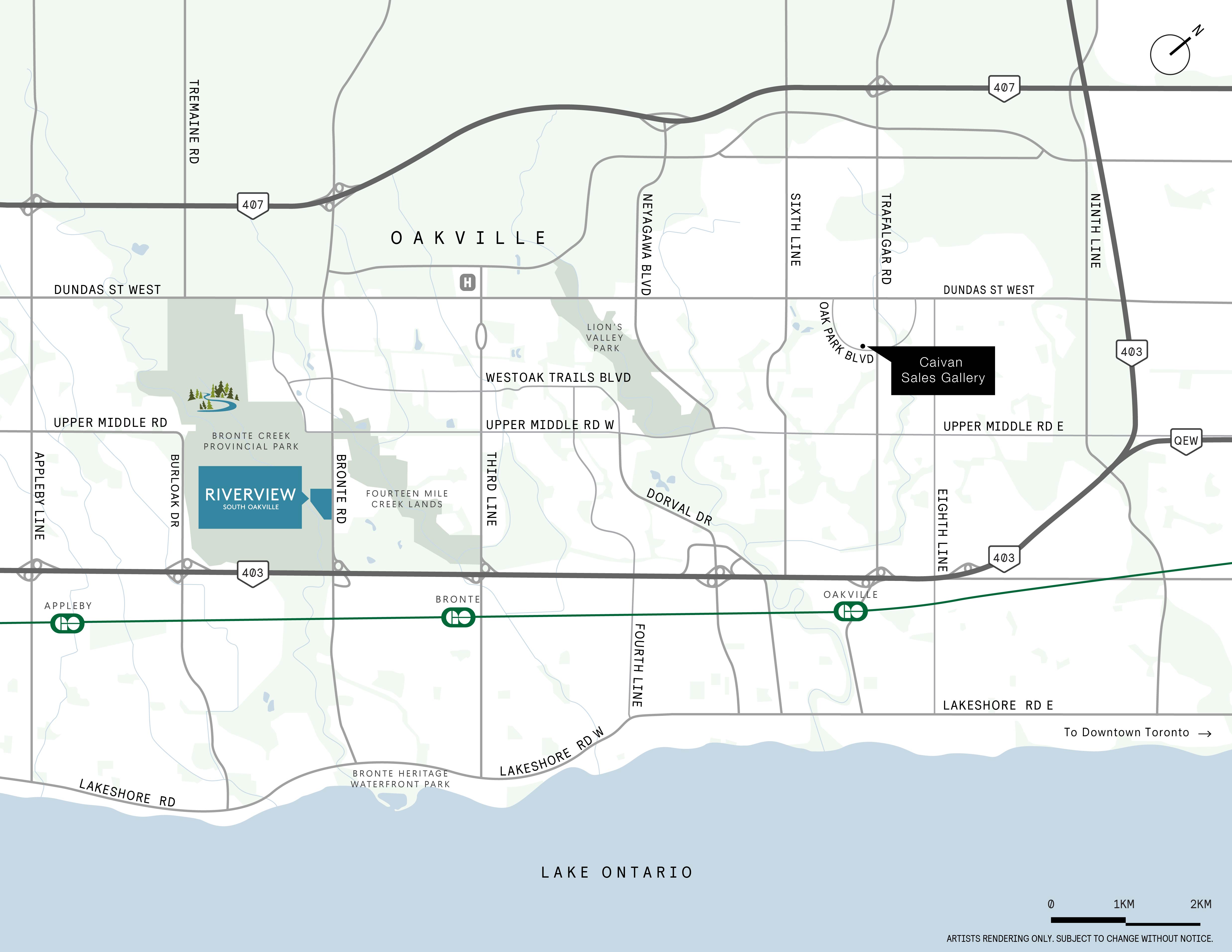 Riverview South Oakville location map Bronte Road Upper Middle Road West Oakville Ontario connectivity